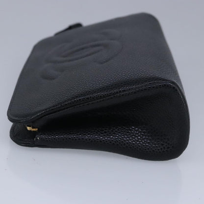 CHANEL COCO Mark Pouch Caviar Skin Black Gold CC bs20200