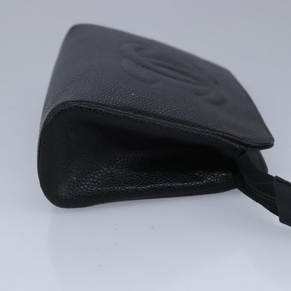CHANEL COCO Mark Pouch Caviar Skin Black Gold CC bs20200