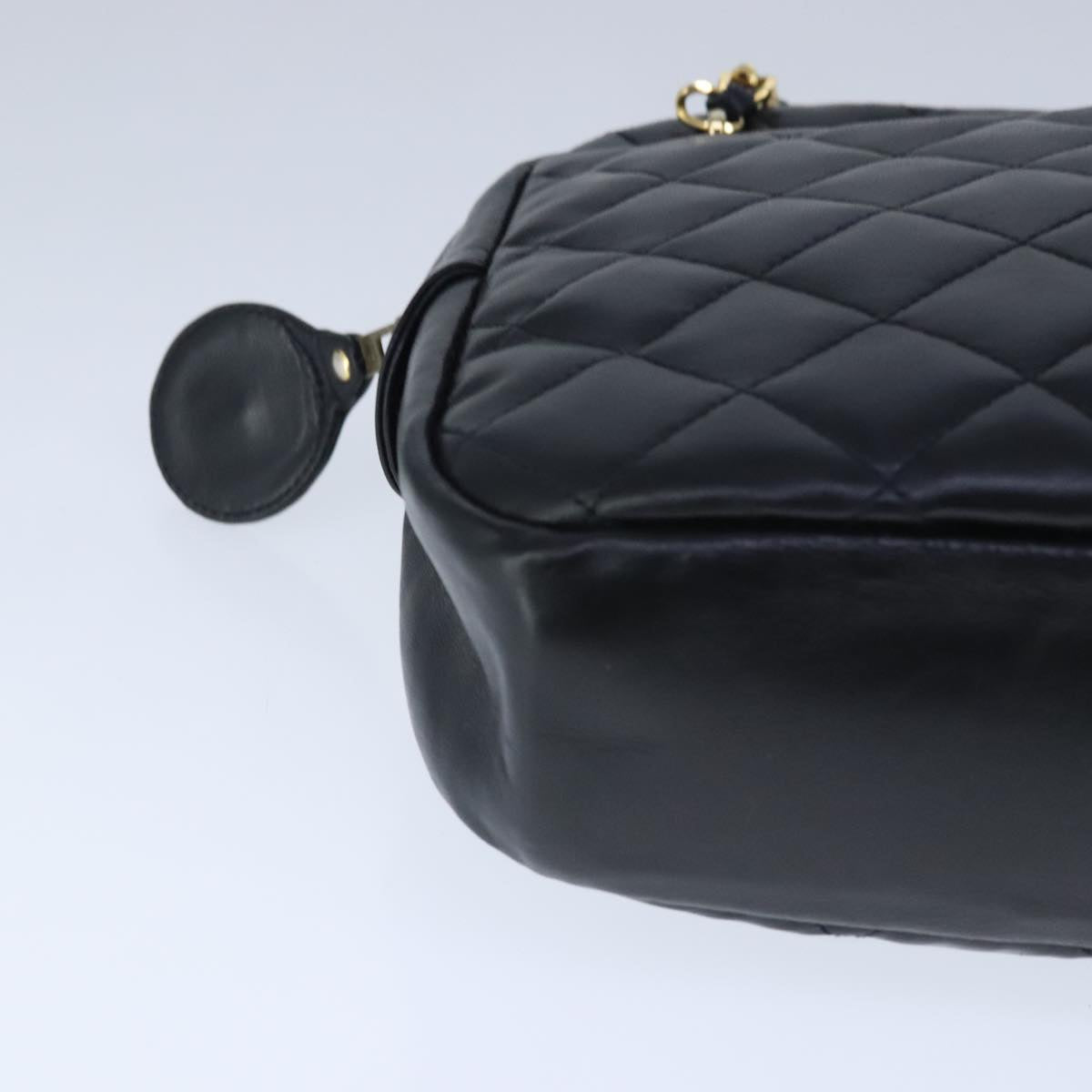 CHANEL Matelasse Chain Shoulder Bag Lamb Skin Black Gold CC bs20231