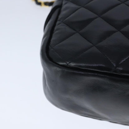 CHANEL Matelasse Chain Shoulder Bag Lamb Skin Black Gold CC bs20231