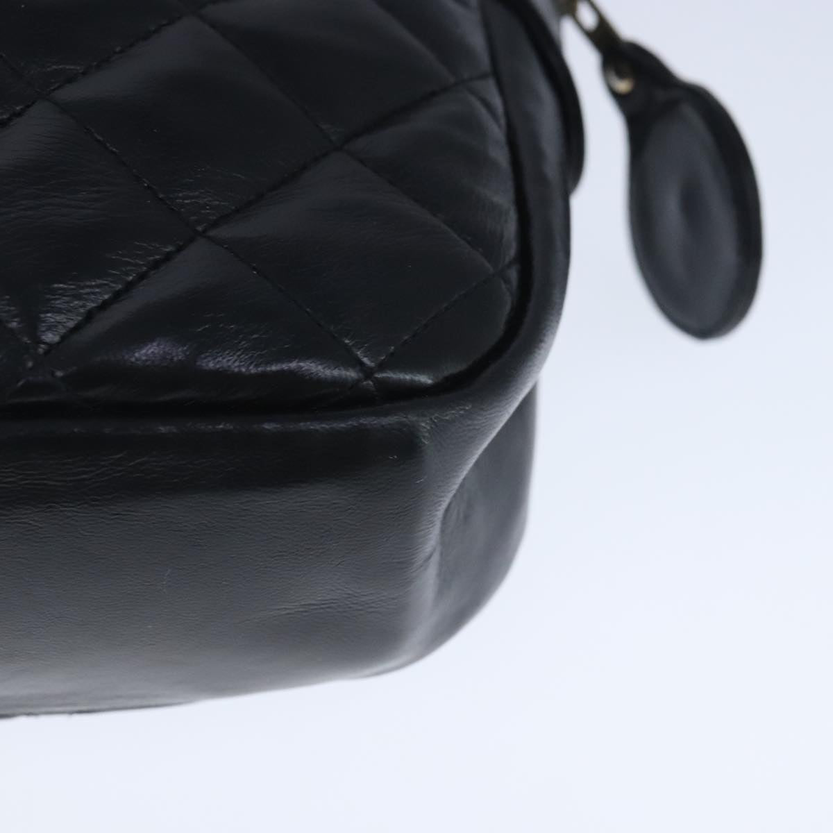 CHANEL Matelasse Chain Shoulder Bag Lamb Skin Black Gold CC bs20231