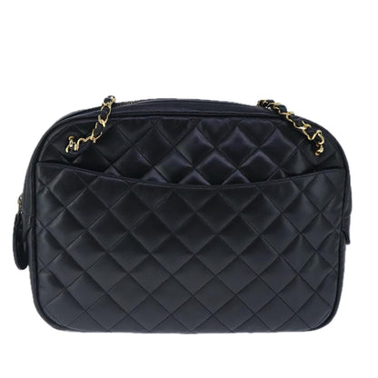CHANEL Matelasse Chain Shoulder Bag Lamb Skin Black Gold CC bs20231
