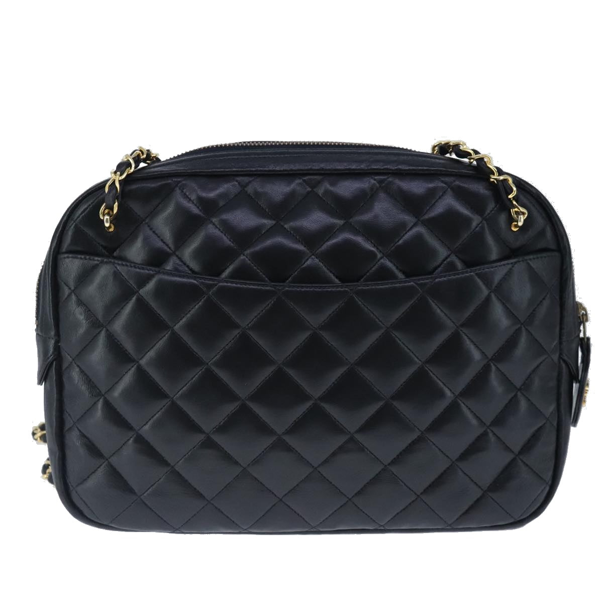 CHANEL Matelasse Chain Shoulder Bag Lamb Skin Black Gold CC bs20231