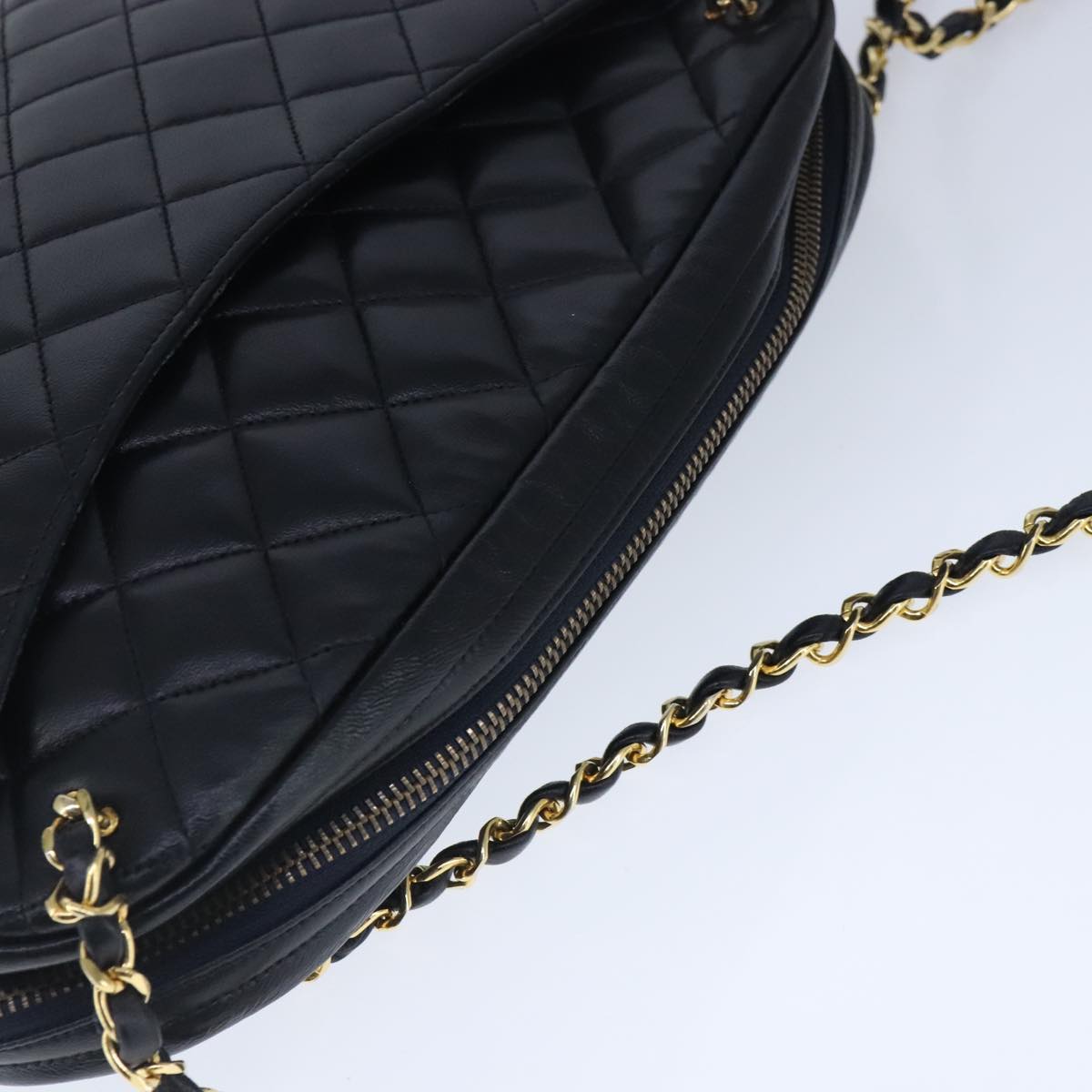 CHANEL Matelasse Chain Shoulder Bag Lamb Skin Black Gold CC bs20231