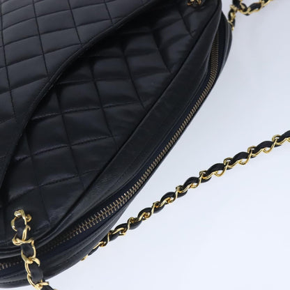 CHANEL Matelasse Chain Shoulder Bag Lamb Skin Black Gold CC bs20231