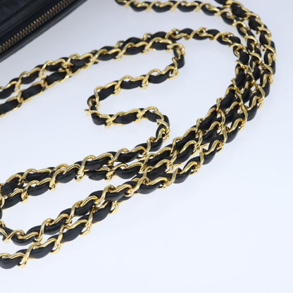 CHANEL Matelasse Chain Shoulder Bag Lamb Skin Black Gold CC bs20231