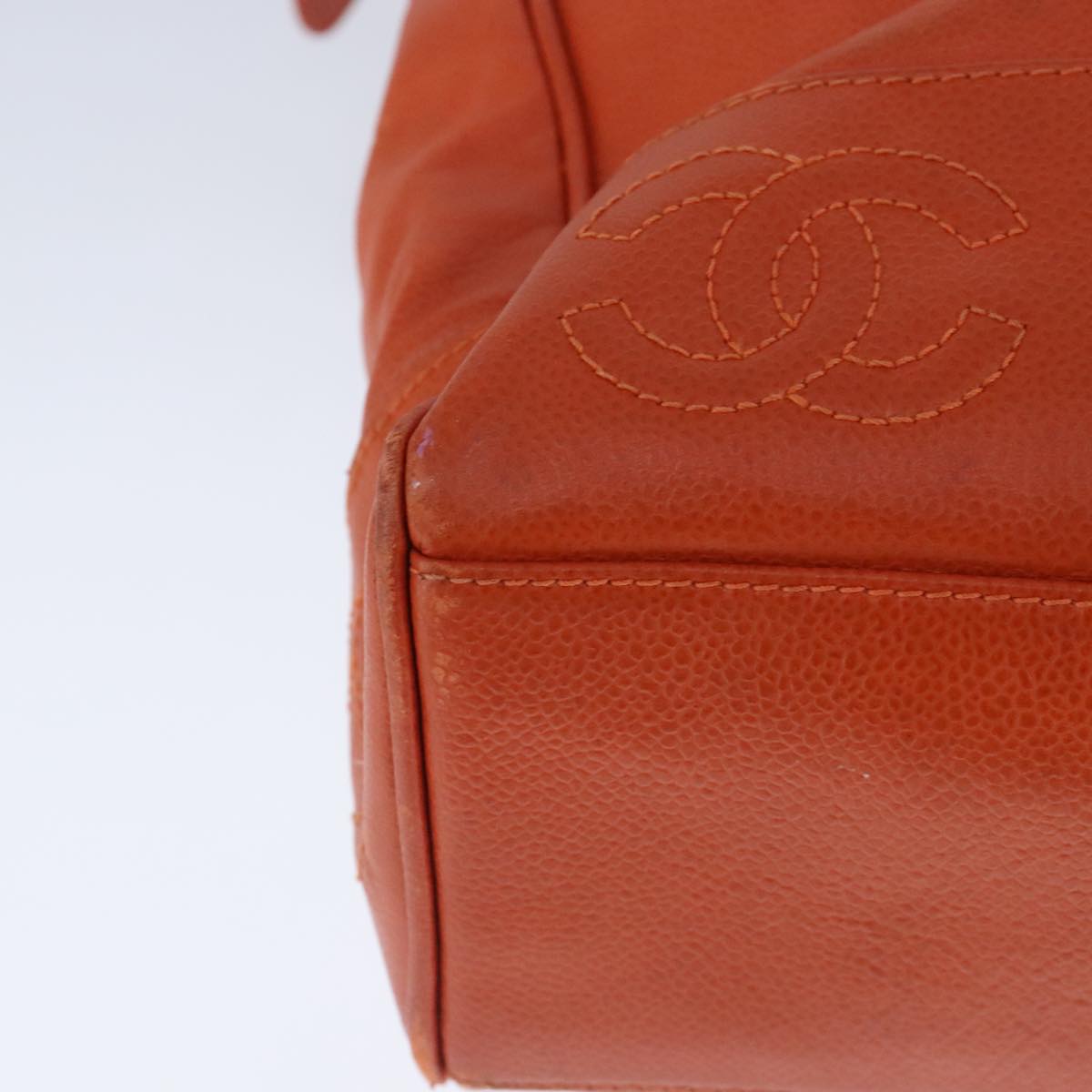 CHANEL Chain Shoulder Bag Caviar Skin Orange Gold CC bs20233