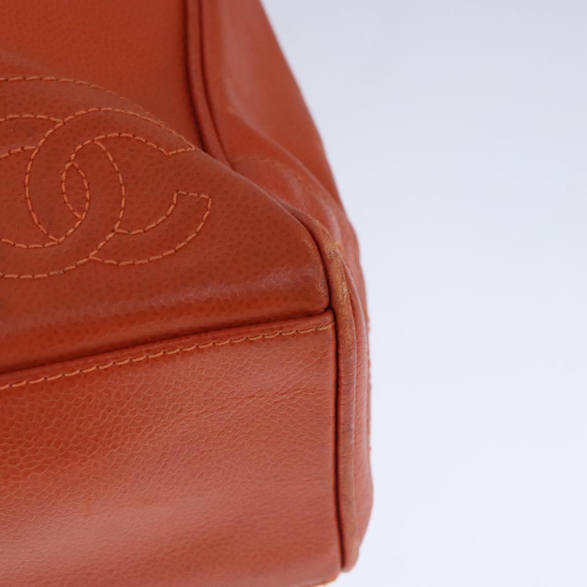 CHANEL Chain Shoulder Bag Caviar Skin Orange Gold CC bs20233