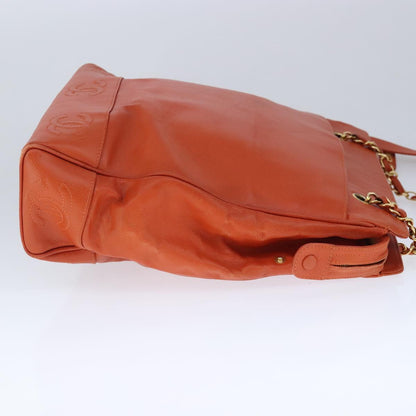 CHANEL Chain Shoulder Bag Caviar Skin Orange Gold CC bs20233