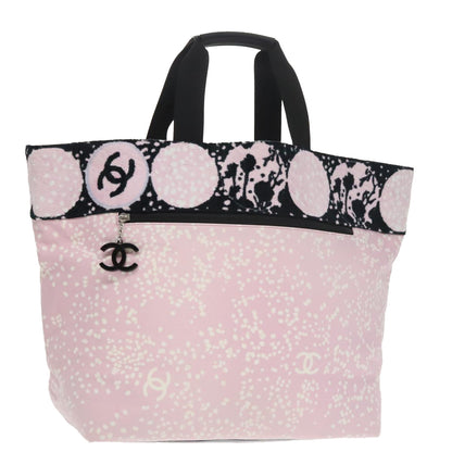 CHANEL High Summer Tote Bag Canvas Pink Silver CC bs20236