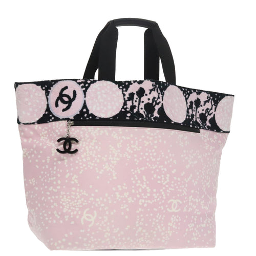 CHANEL High Summer Tote Bag Canvas Pink Silver CC bs20236