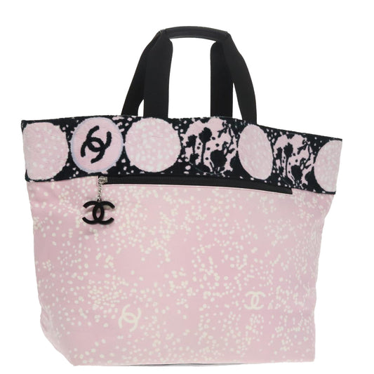 CHANEL High Summer Tote Bag Canvas Pink Silver CC bs20236
