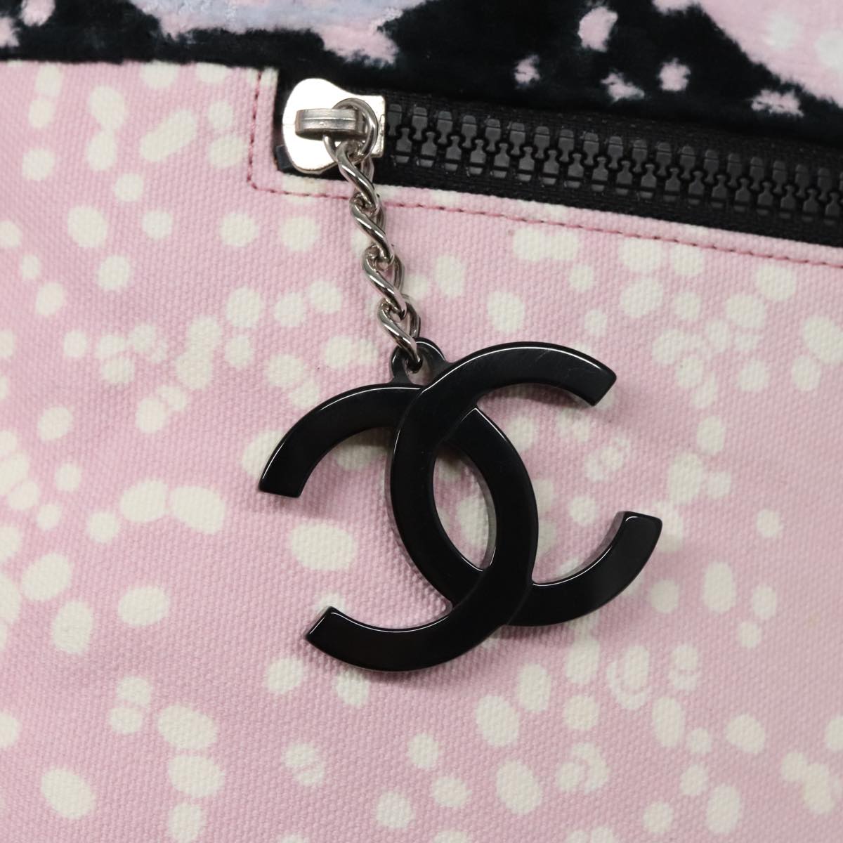 CHANEL High Summer Tote Bag Canvas Pink Silver CC bs20236