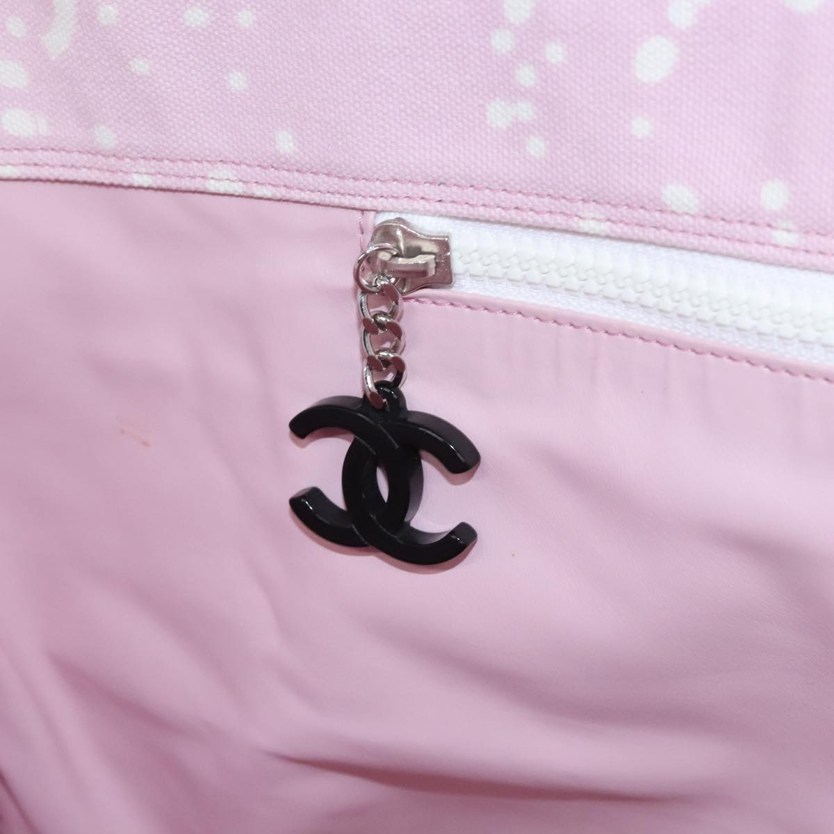 CHANEL High Summer Tote Bag Canvas Pink Silver CC bs20236