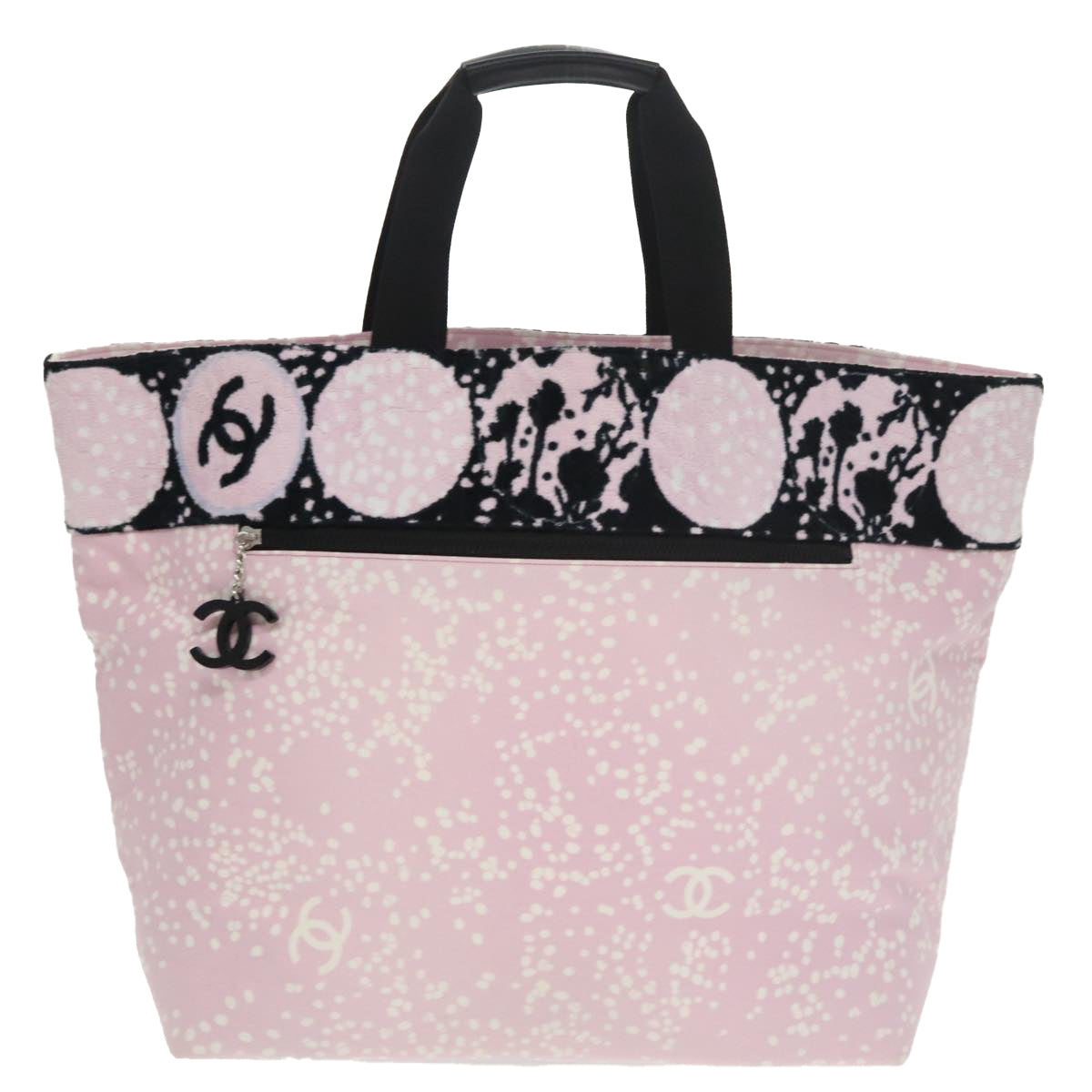 CHANEL High Summer Tote Bag Canvas Pink Silver CC bs20236