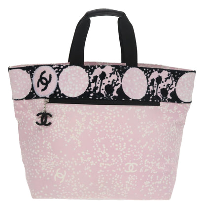 CHANEL High Summer Tote Bag Canvas Pink Silver CC bs20236