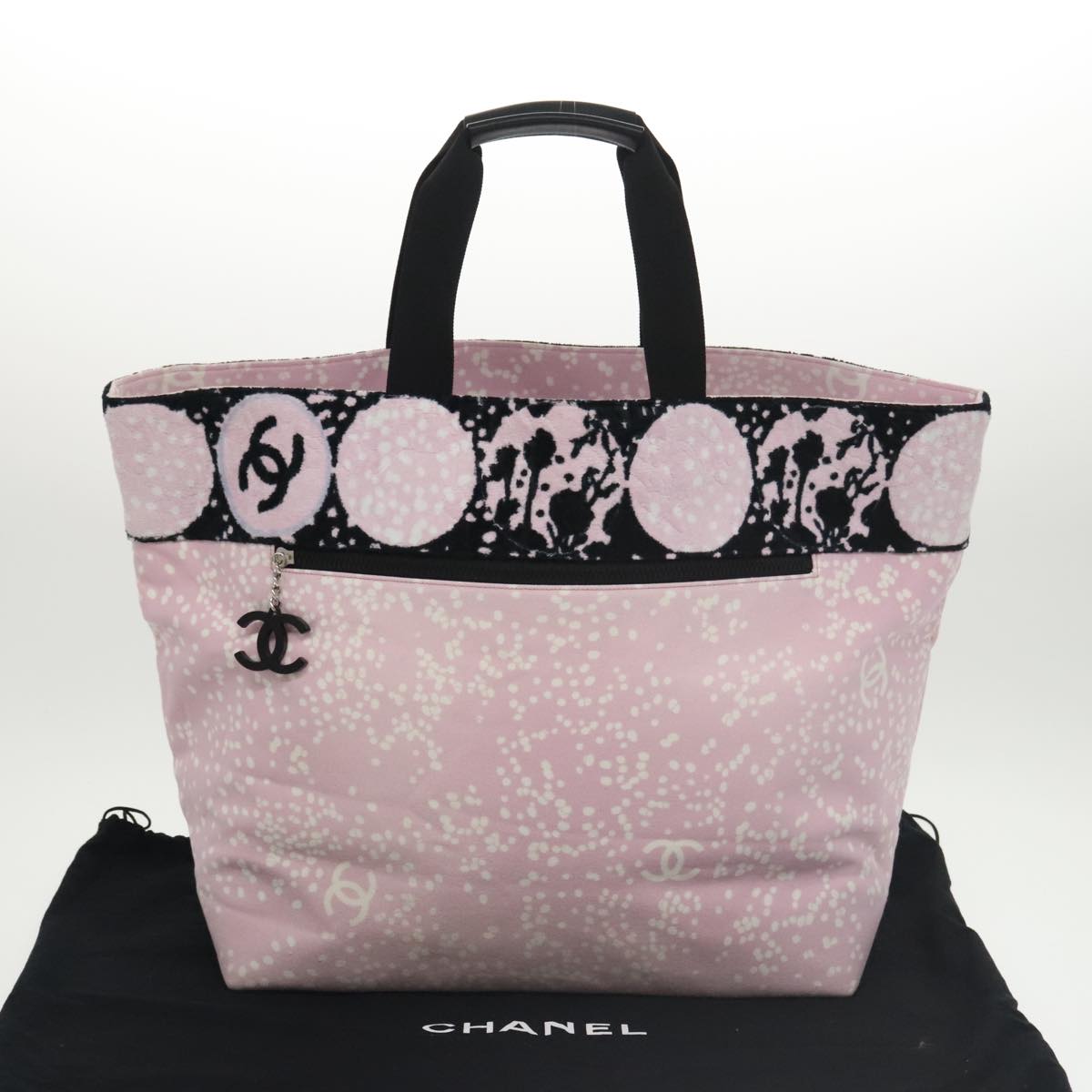 CHANEL High Summer Tote Bag Canvas Pink Silver CC bs20236