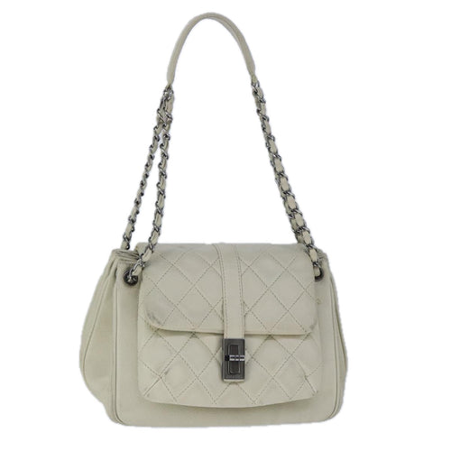CHANEL Matelasse Chain Shoulder Bag Caviar Skin White CC bs20238