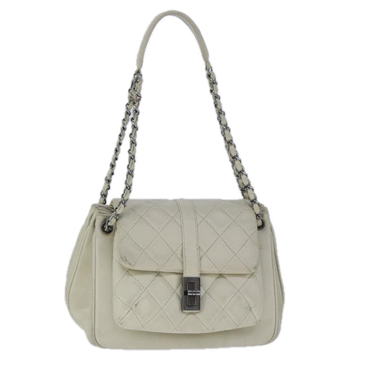CHANEL Matelasse Chain Shoulder Bag Caviar Skin White CC bs20238