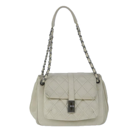CHANEL Matelasse Chain Shoulder Bag Caviar Skin White CC bs20238