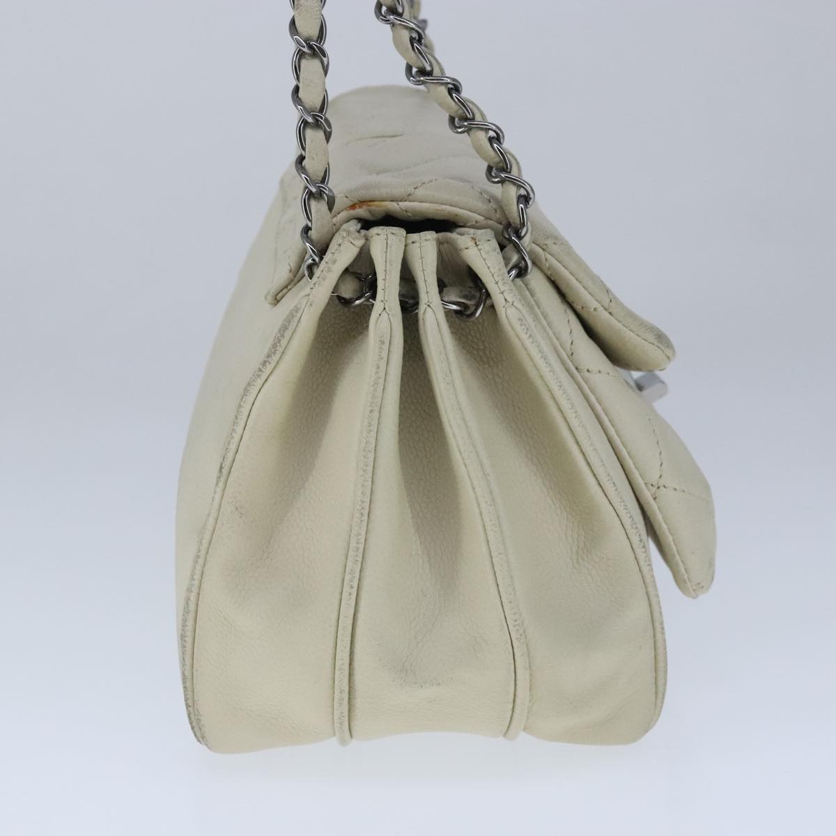 CHANEL Matelasse Chain Shoulder Bag Caviar Skin White CC bs20238