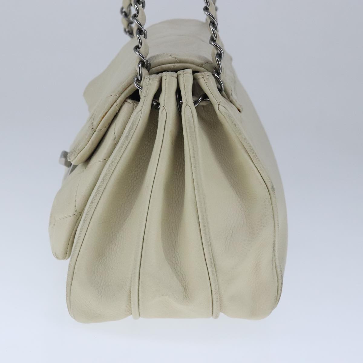 CHANEL Matelasse Chain Shoulder Bag Caviar Skin White CC bs20238