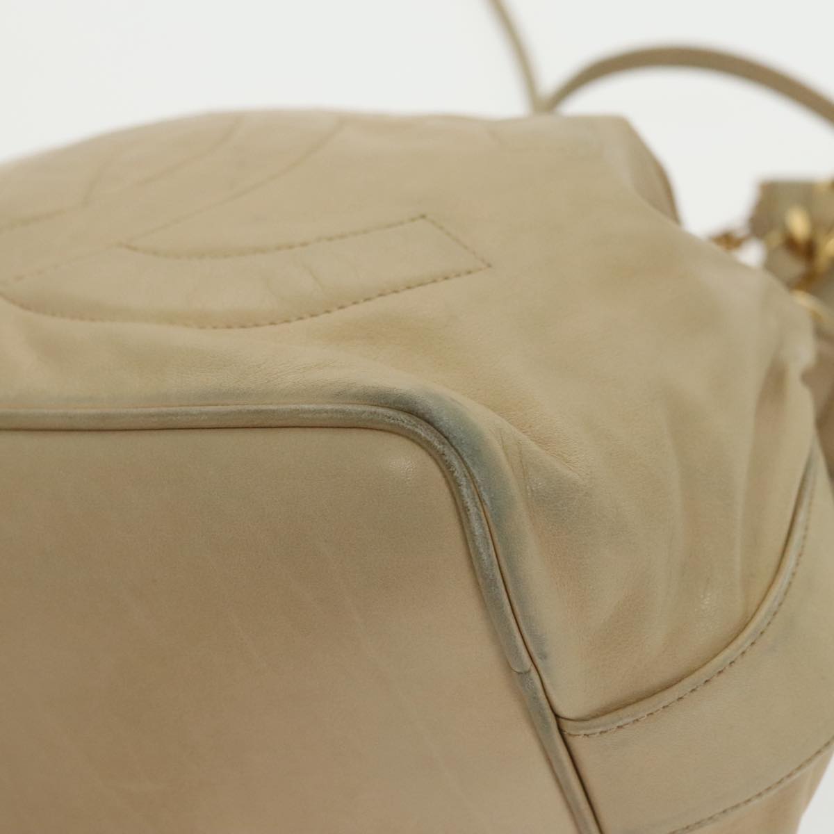CHANEL Chain Shoulder Bag Lamb Skin Beige Gold CC bs20240
