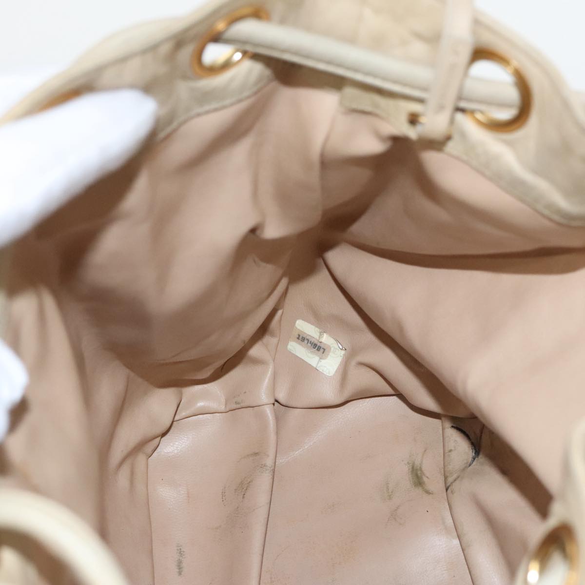CHANEL Chain Shoulder Bag Lamb Skin Beige Gold CC bs20240