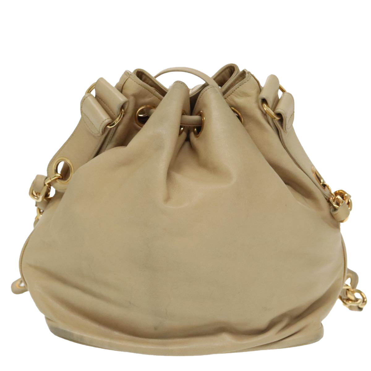 CHANEL Chain Shoulder Bag Lamb Skin Beige Gold CC bs20240