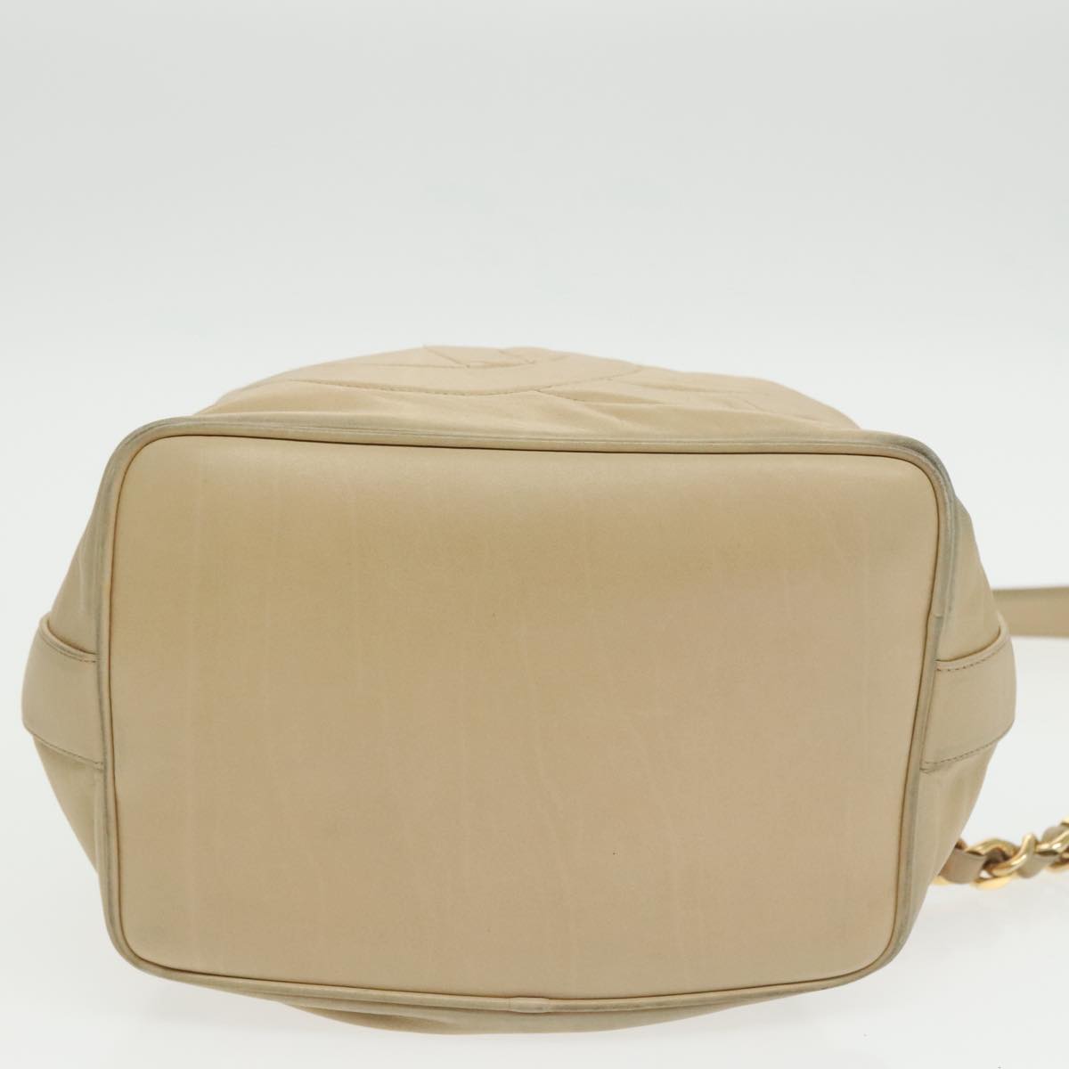 CHANEL Chain Shoulder Bag Lamb Skin Beige Gold CC bs20240