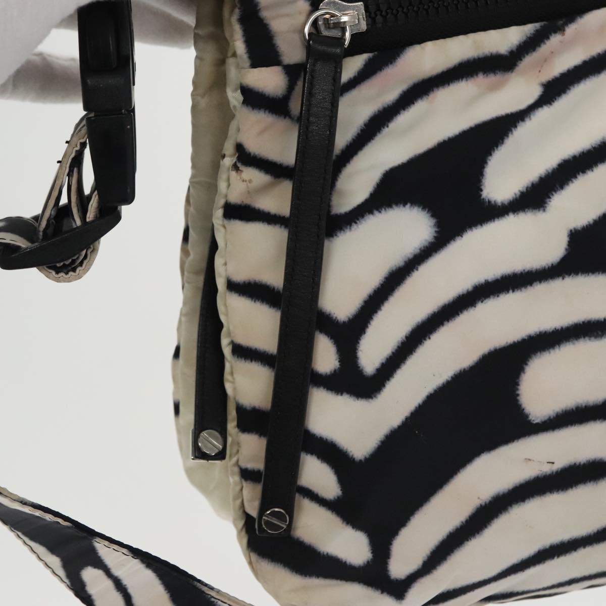 CHANEL Sports Shoulder Bag Nylon White Black Silver CC bs20241