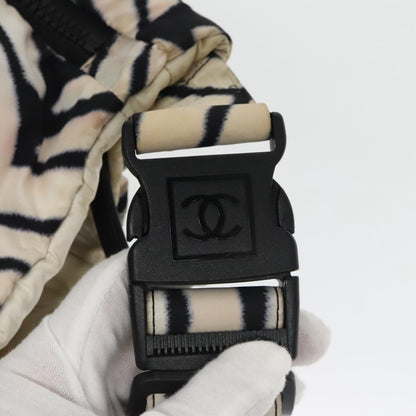 CHANEL Sports Shoulder Bag Nylon White Black Silver CC bs20241