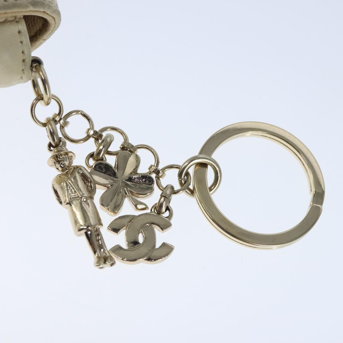 CHANEL Mini Mini Matelasse Charm Lamb Skin Beige CC bs20245