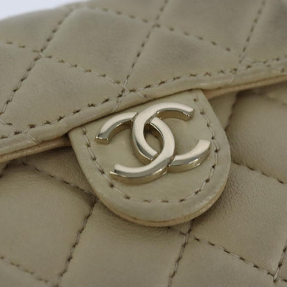 CHANEL Mini Mini Matelasse Charm Lamb Skin Beige CC bs20245