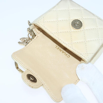 CHANEL Mini Mini Matelasse Charm Lamb Skin Beige CC bs20245
