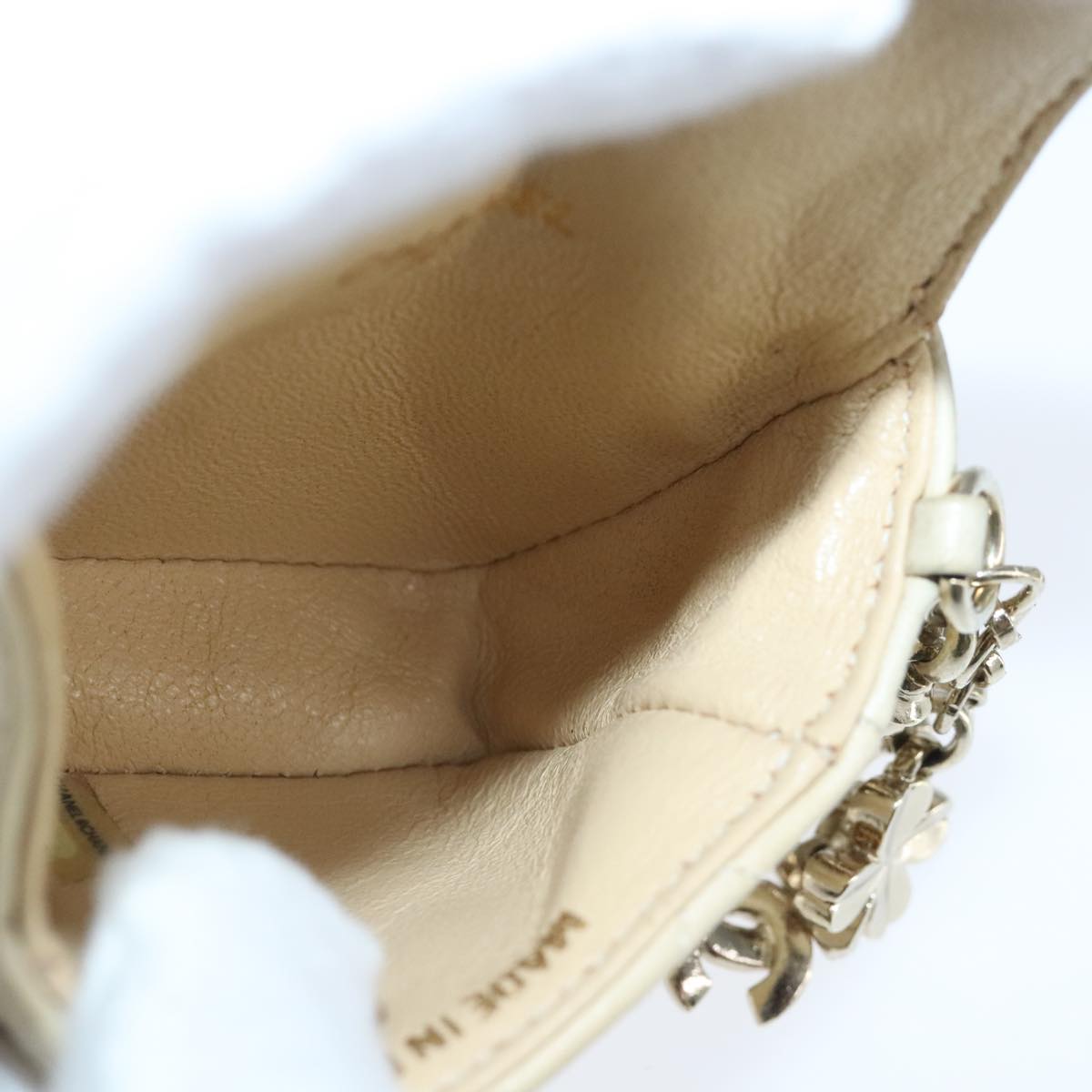 CHANEL Mini Mini Matelasse Charm Lamb Skin Beige CC bs20245