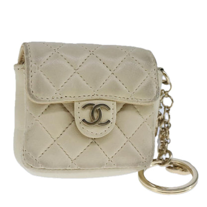 CHANEL Mini Mini Matelasse Charm Lamb Skin Beige CC bs20245
