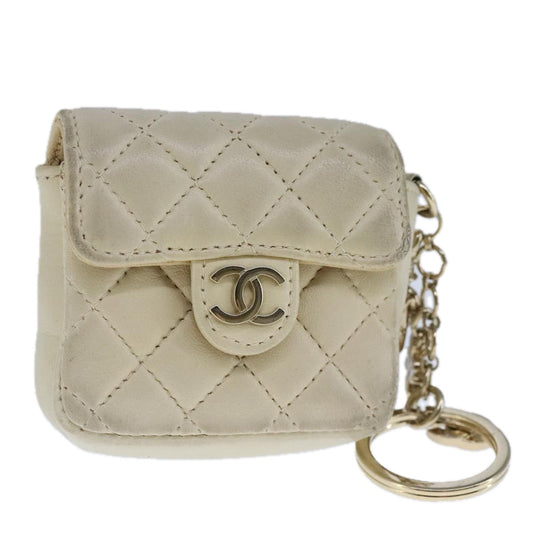 CHANEL Mini Mini Matelasse Charm Lamb Skin Beige CC bs20245