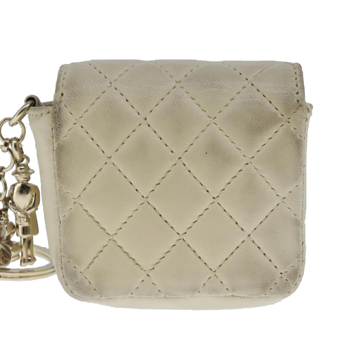CHANEL Mini Mini Matelasse Charm Lamb Skin Beige CC bs20245