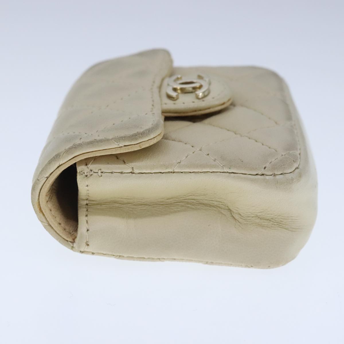 CHANEL Mini Mini Matelasse Charm Lamb Skin Beige CC bs20245