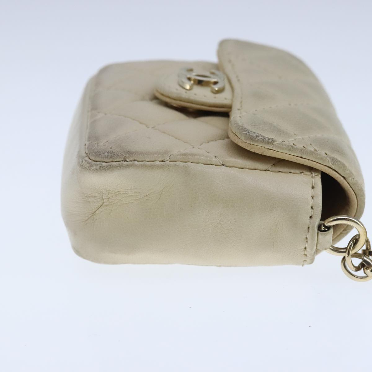 CHANEL Mini Mini Matelasse Charm Lamb Skin Beige CC bs20245