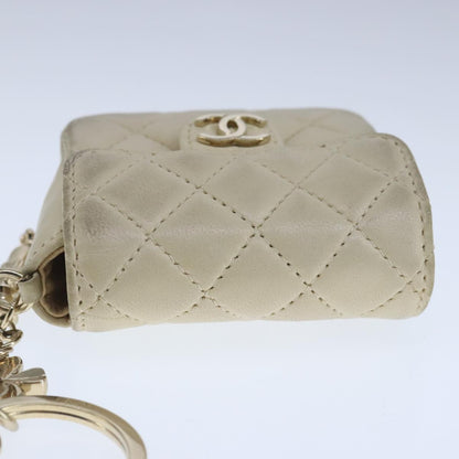 CHANEL Mini Mini Matelasse Charm Lamb Skin Beige CC bs20245