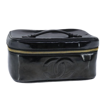 CHANEL Vanity Pouch Enamel Black Gold CC bs20306