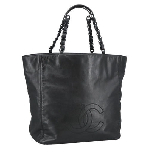CHANEL COCO Mark Chain Tote Bag Lamb Skin Black CC bs20389