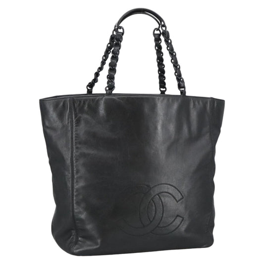 CHANEL COCO Mark Chain Tote Bag Lamb Skin Black CC bs20389