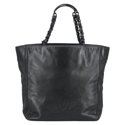 CHANEL COCO Mark Chain Tote Bag Lamb Skin Black CC bs20389