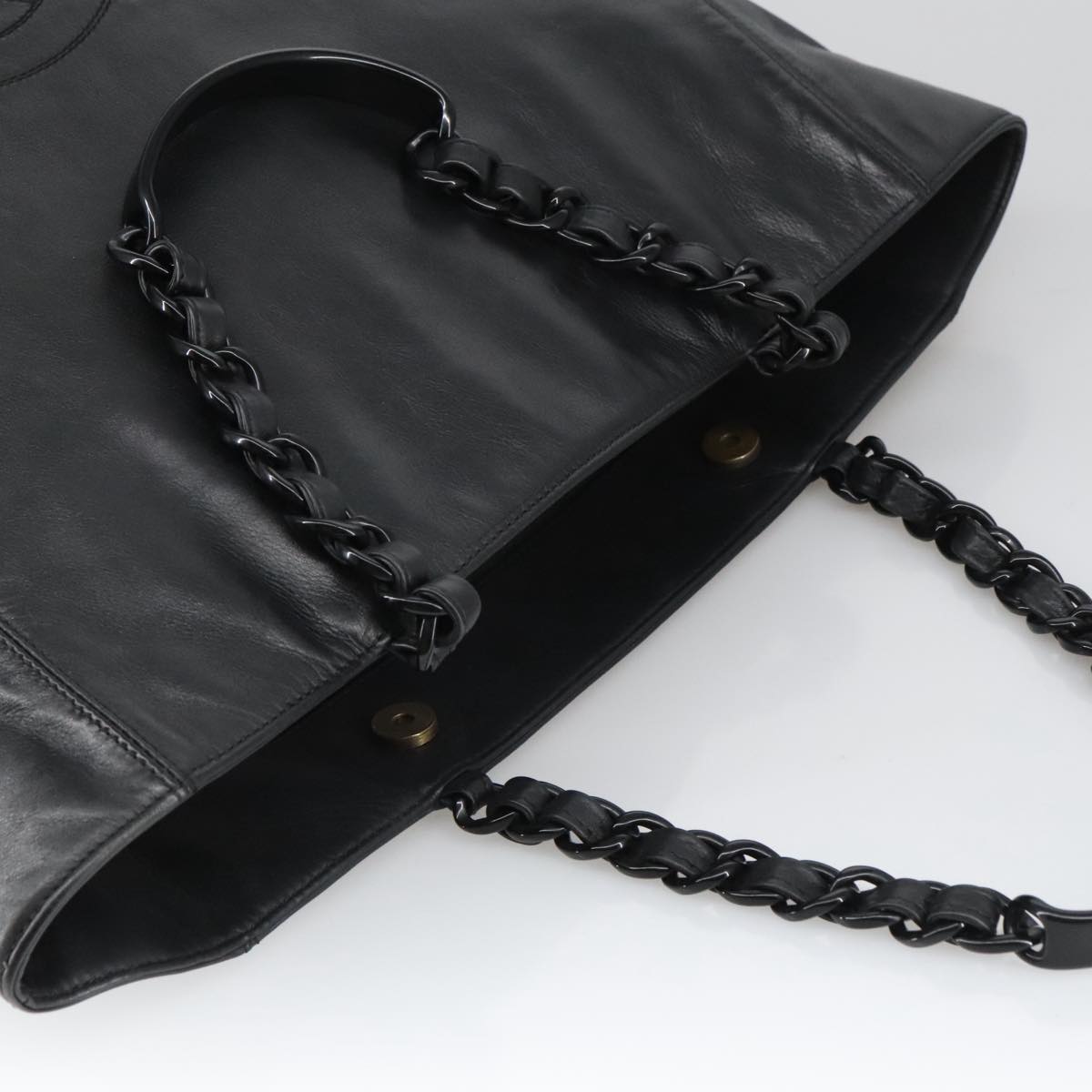 CHANEL COCO Mark Chain Tote Bag Lamb Skin Black CC bs20389
