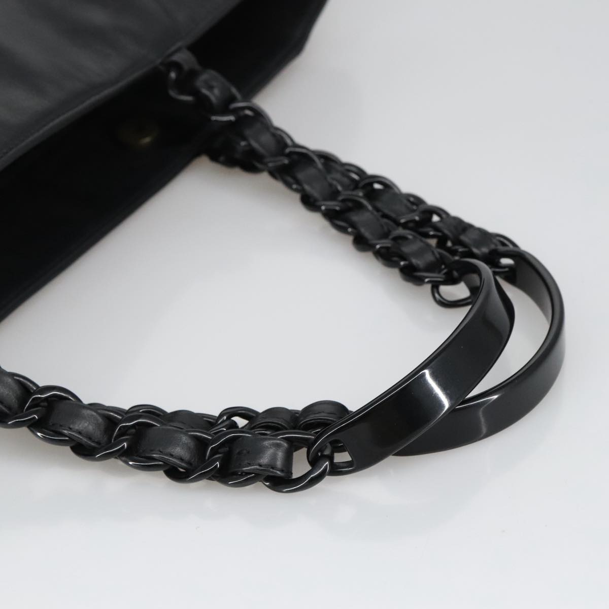 CHANEL COCO Mark Chain Tote Bag Lamb Skin Black CC bs20389