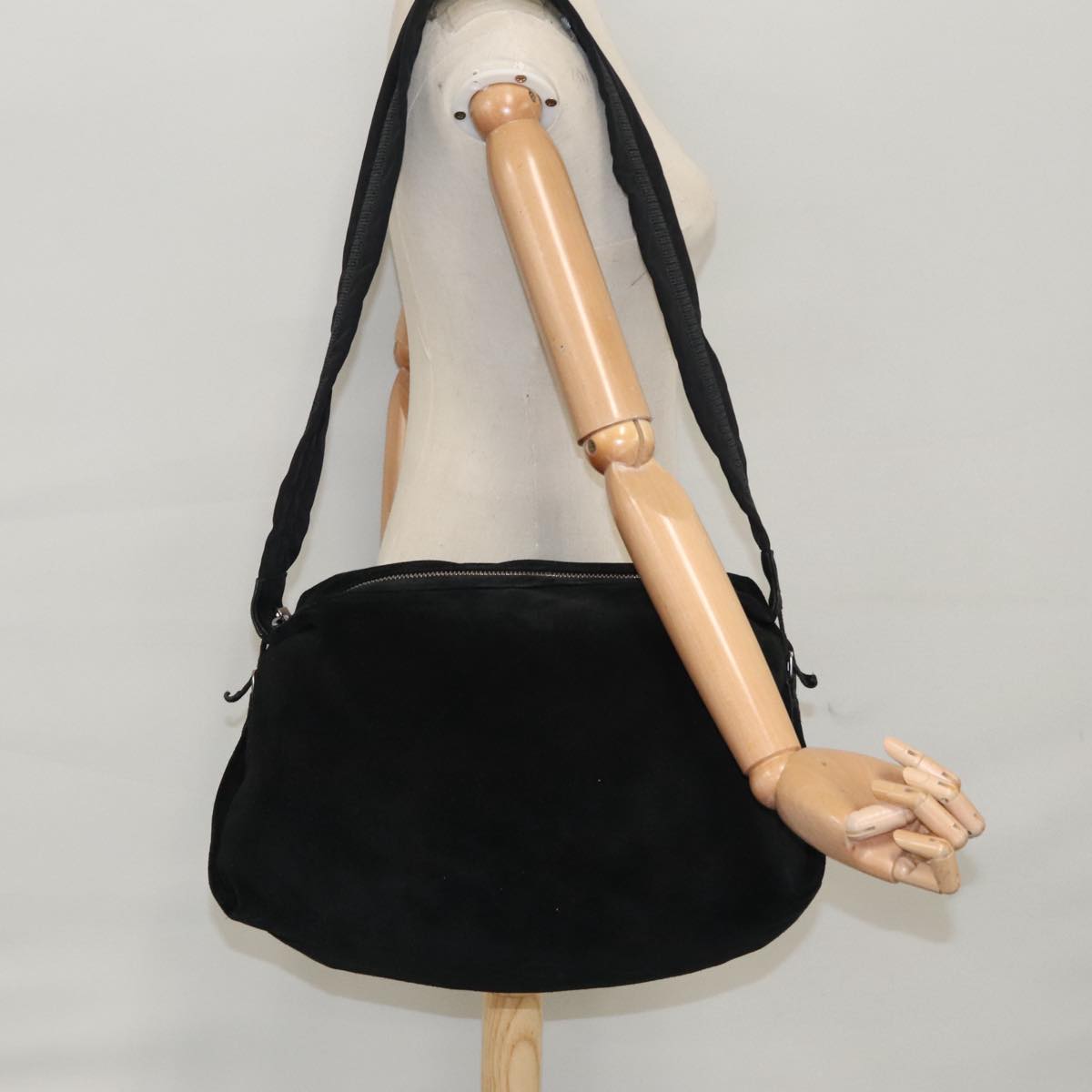 CHANEL Shoulder Bag Suede Black Silver CC bs20422