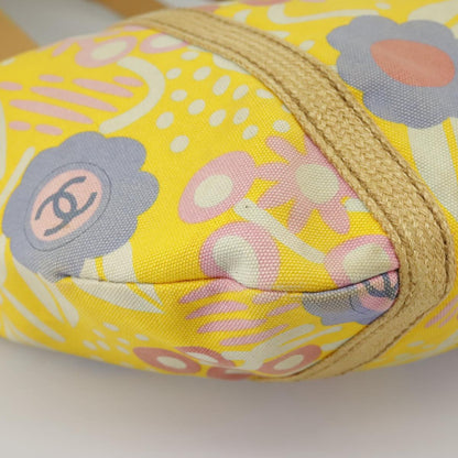 CHANEL High Summer Tote Bag Canvas Yellow Silver CC bs20423